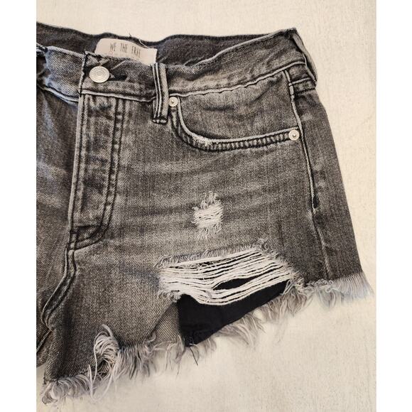 We The Free Women's Cut Off Denim Shorts SZ 25 Distressed Button Fly - Picture 4 of 8